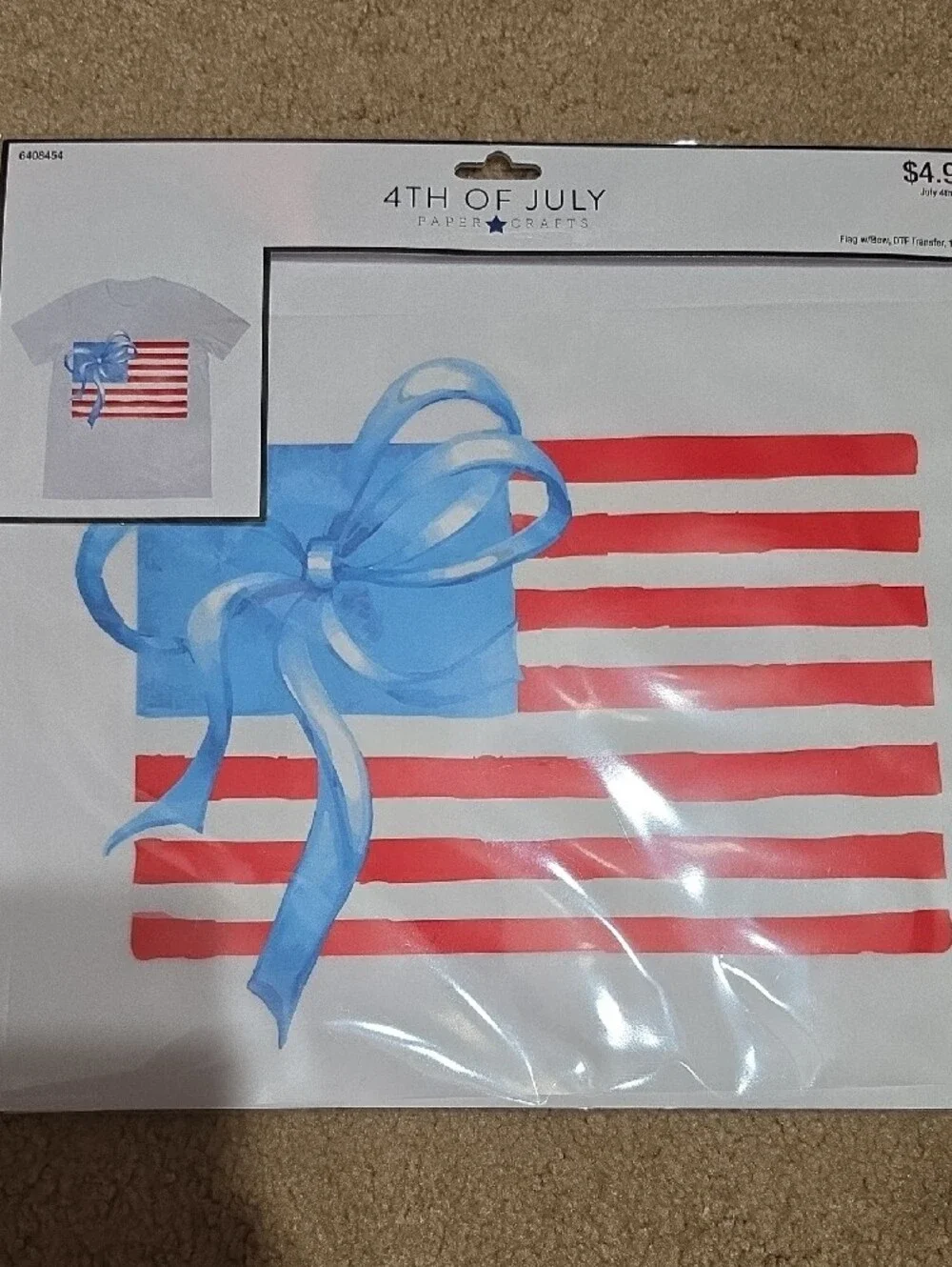 4th of July Paper Crafts Red & Blue Flag Transfers by